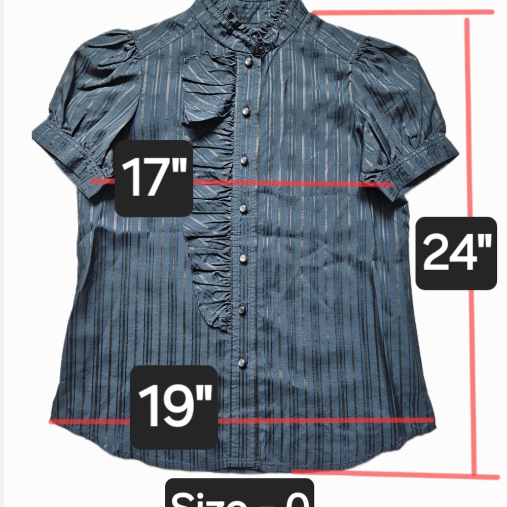 Marc Jacobs Blue Striped Ruffle Blouse - Picture 3 of 6
